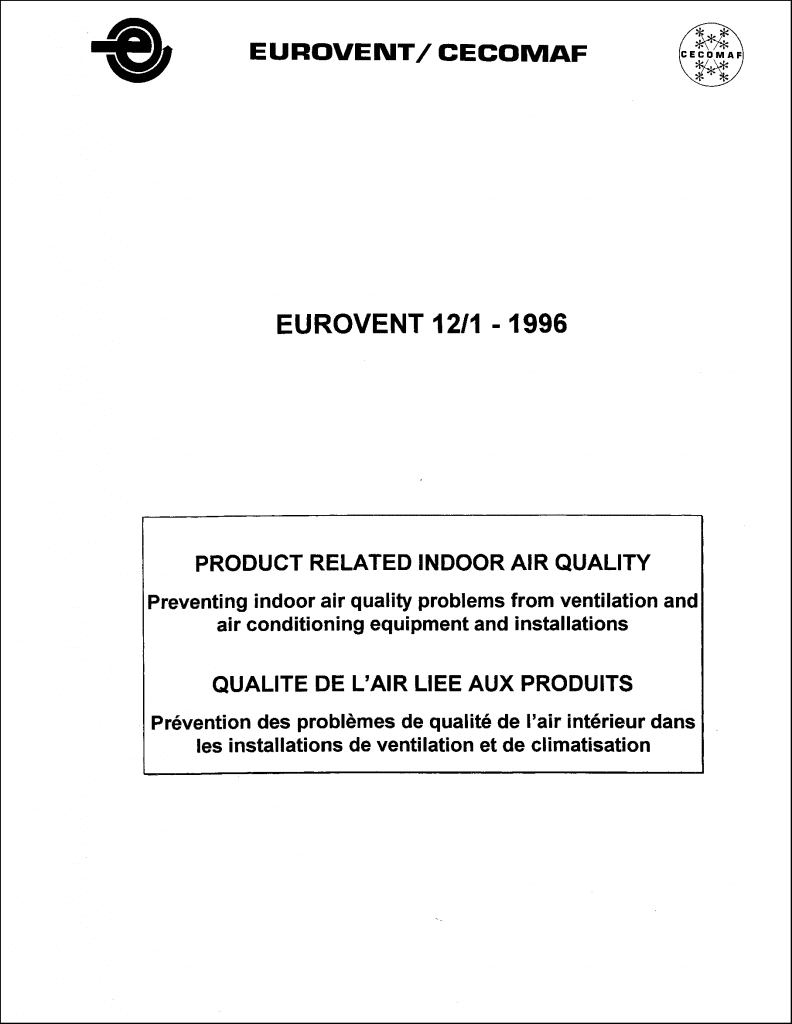 Eurovent 12/1: Qualité de l'air liée aux produits