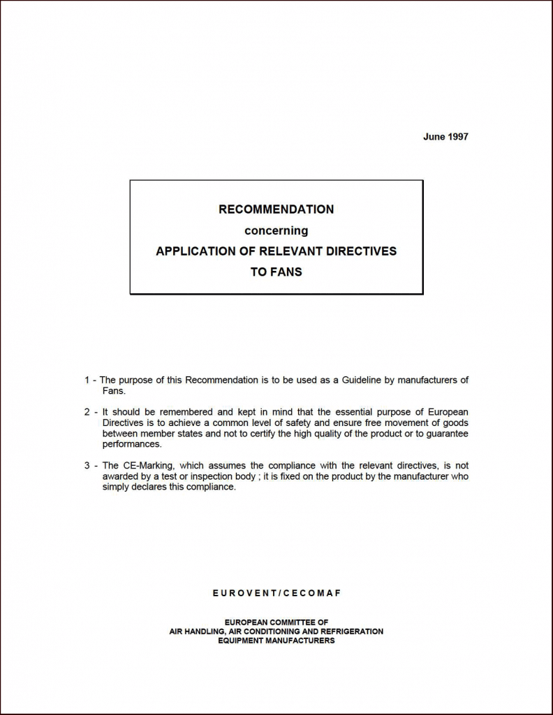 Eurovent 1/3: Application of relevant directives to fans