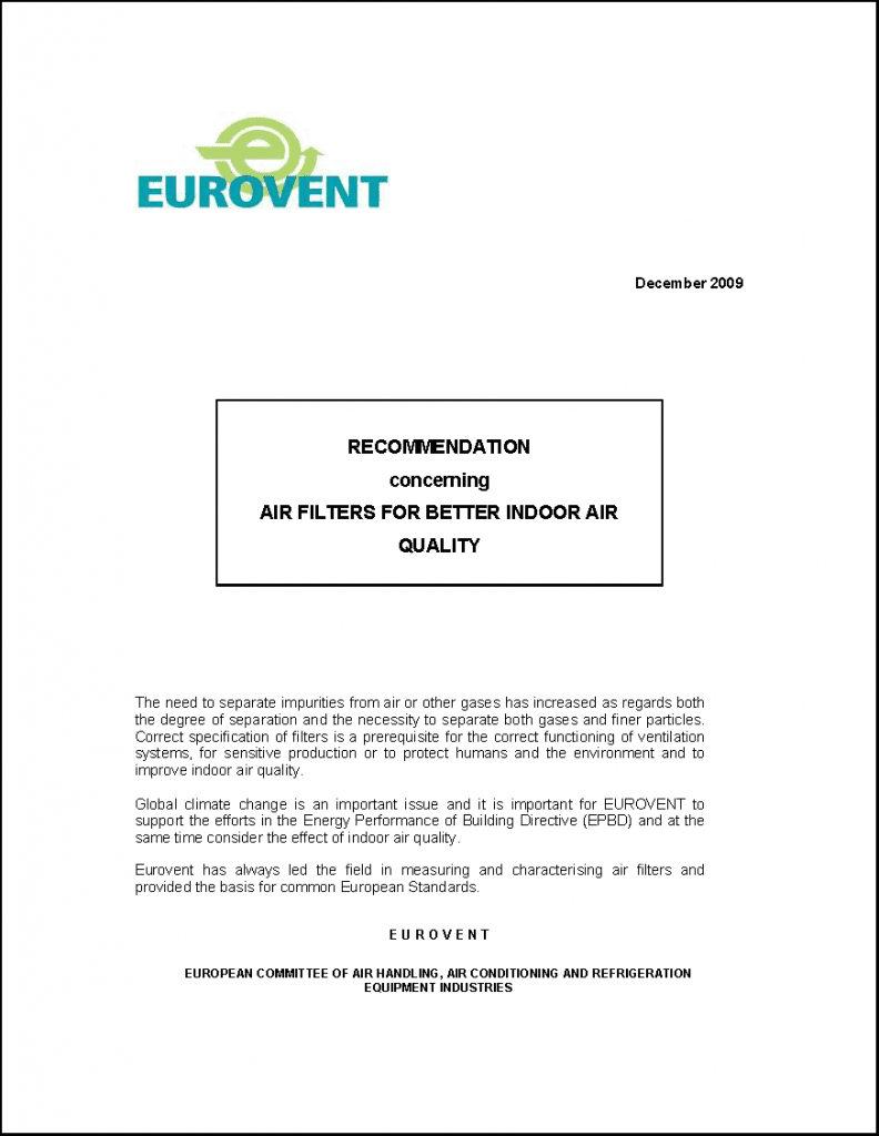 Eurovent 4/6: Air Filters for better Indoor Air Quality