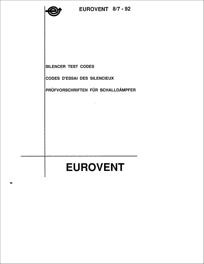 Eurovent 8/7: Codes d'essai des silencieux