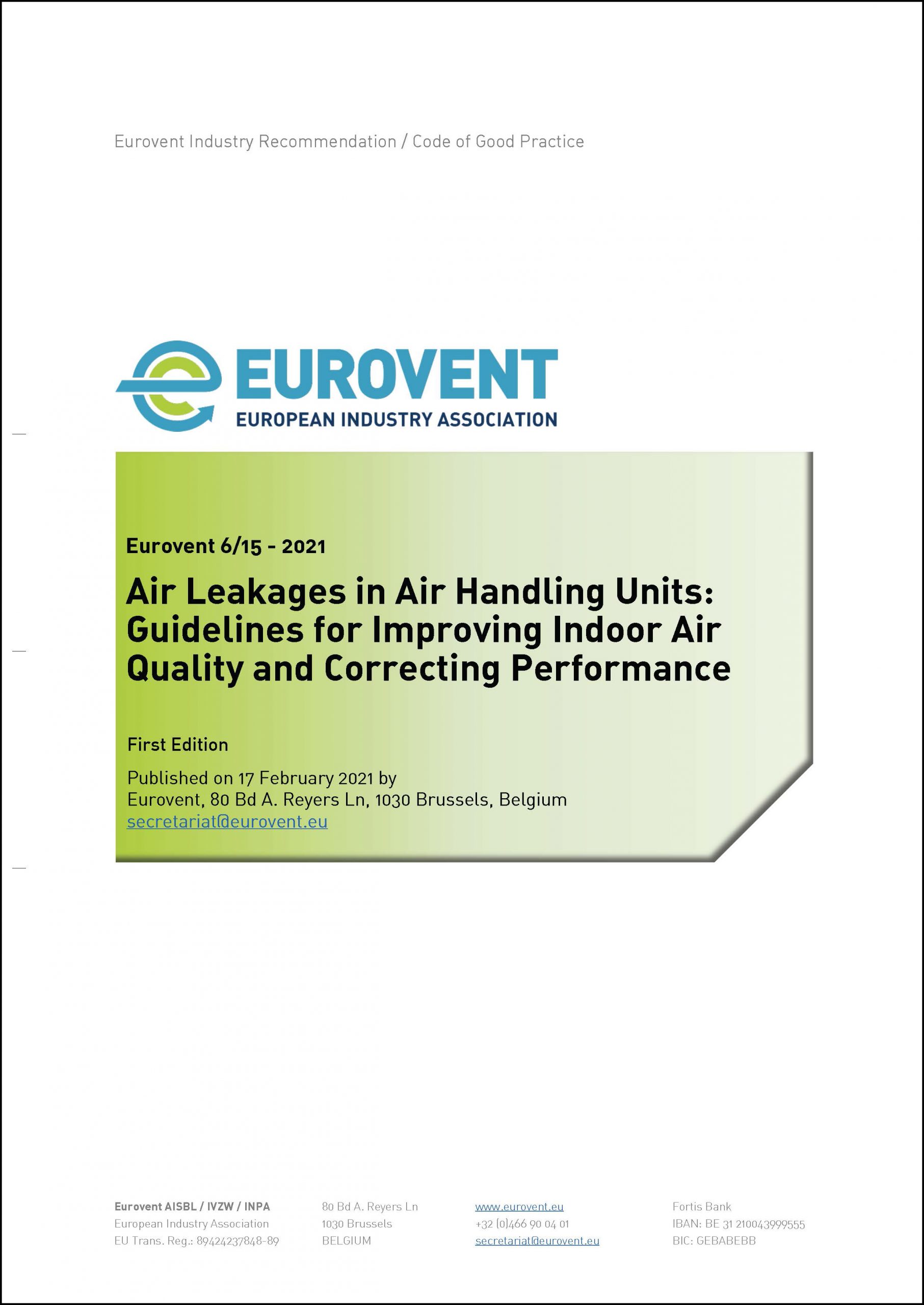Eurovent 6/15: Air Leakages in Air Handling Units
