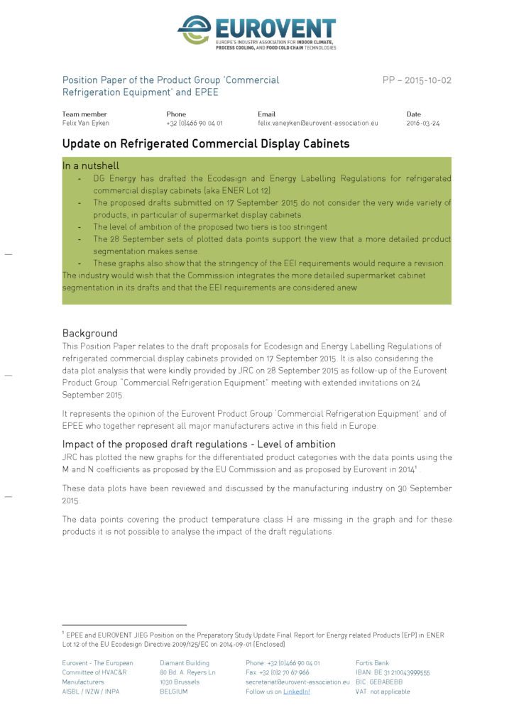Update on Refrigerated Commercial Display Cabinets