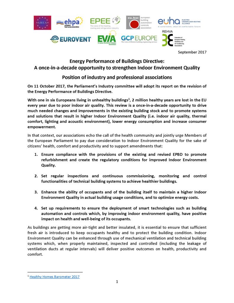 Joint position – Indoor Environment Quality – September 2017