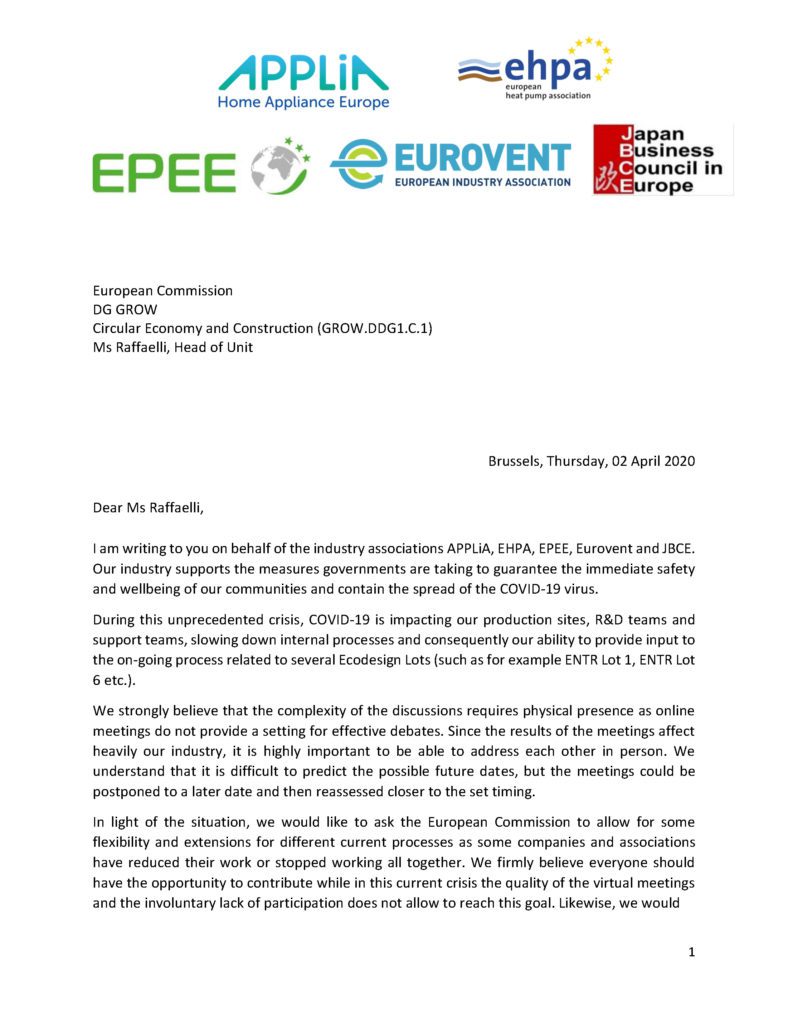 Joint Industry letter to DG GROW