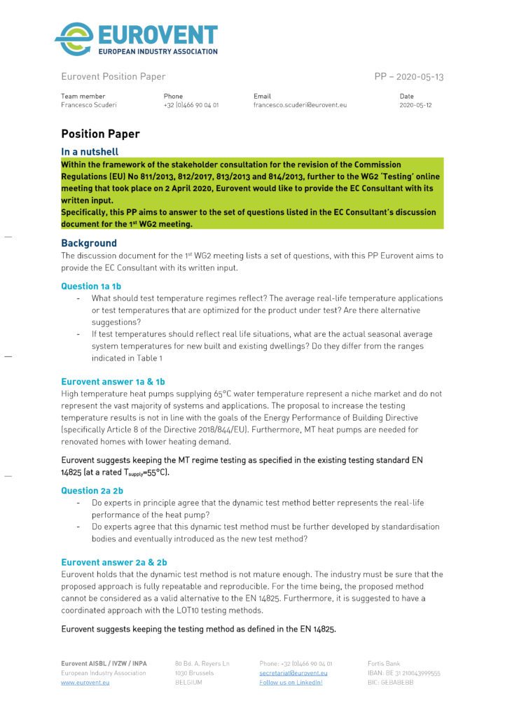 Eurovent Position Paper LOT1-2 WG2