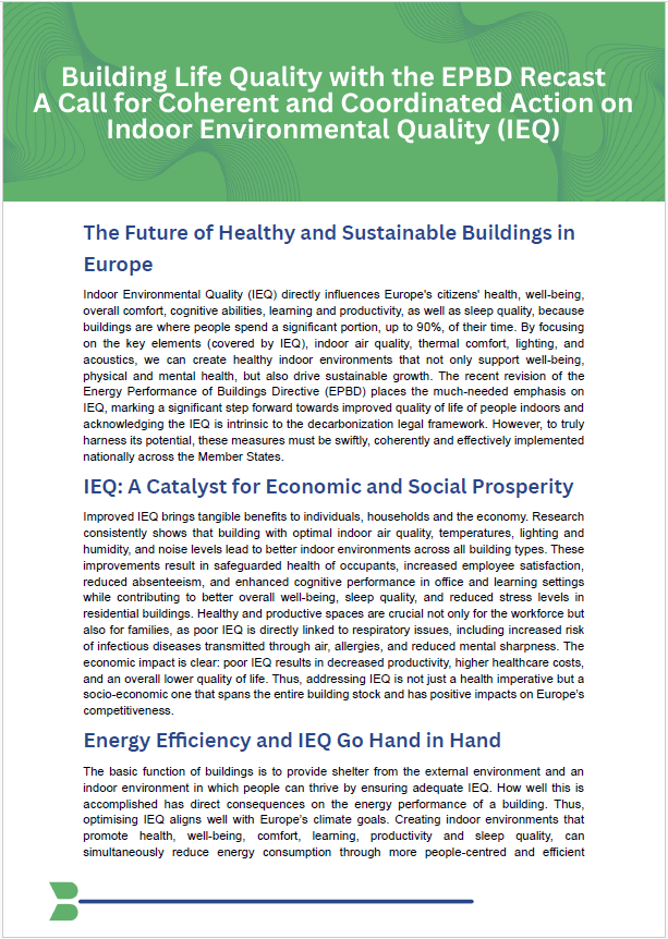 Call to action on Indoor Environmental Quality